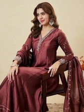 Indian Designer Full Stitch Salwar Kameez Georgette Embroidery Work Sharara Suit
