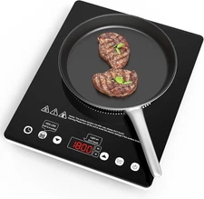 1800W Electric Cooktop 12Inch Single Burner Plug in Hot Plate Electric Stove Top