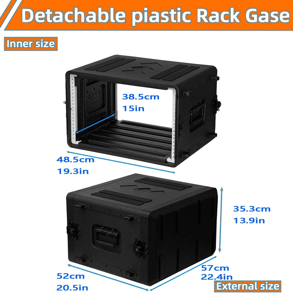 6U Space Rack Case SHALLOW 15" Deep shell, DJ, Light Weight 19" Std With Screws - Image 2 of 4