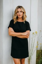 Abercrombie & Fitch  Linen Minimalist T Shirt Shift Dress Small Black 