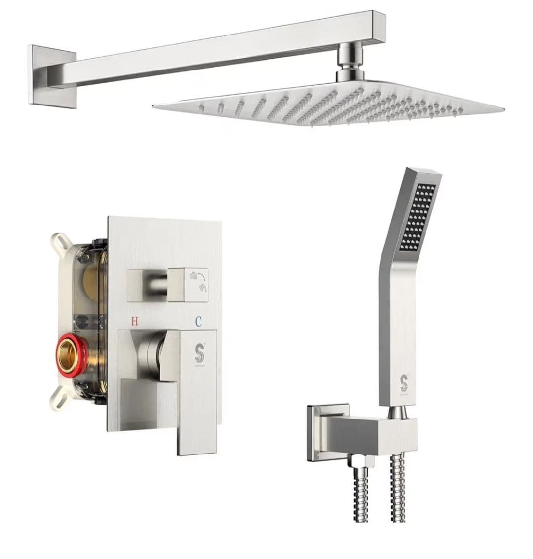 SR SUN RISE Shower Faucet Set Bathroom Square Rain Shower Head
