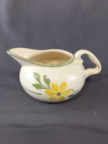 Vintage Hull 28 - 4 1/2" USA Yellow Blossom Small Ceramic Pitcher - 6 1/2" Long