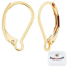 50Pc Leverback Earring Findings 24K Gold Plated Earring Hooks for Jewelry Making