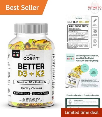 D3 K2 Organic Supplement 3000 IU  Softgel Bone Heart Immunity Mood