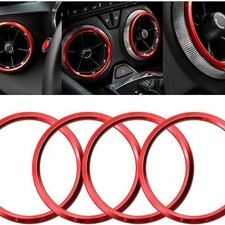 4PCS Interior Air Vent Outlet Red Aluminum Ring Cover Decor Compatible with 2016
