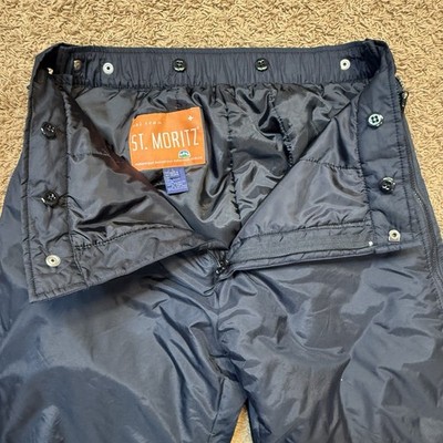 St Moritz Black Size Lg Adjustable Waist Ski Insulated Pants Zipper Sides Unisex