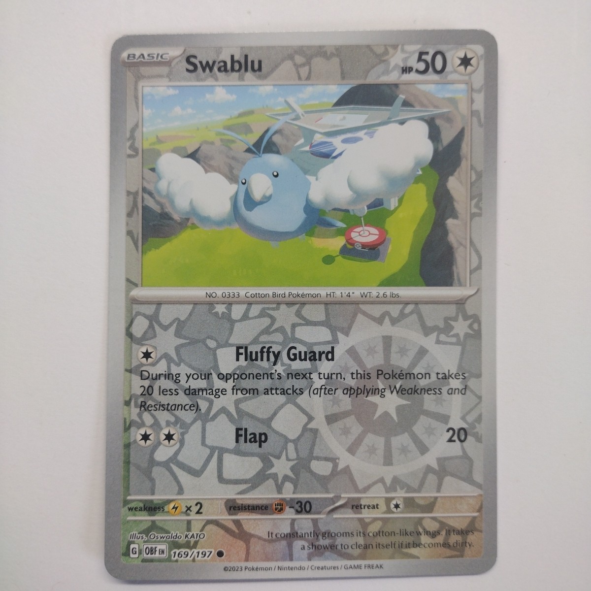 Swablu 169/197 Obsidian Flames Reverse Holo Common Pokemon Card