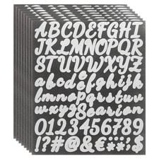 608Pcs 8Sheets Glitter Letter Stickers Self-Adhesive Alphabet Sticker Silver