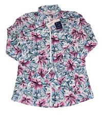 NEW Tommy Bahama Active Women's Full Zip Blue Jacket Floral Zipped Pockets Small