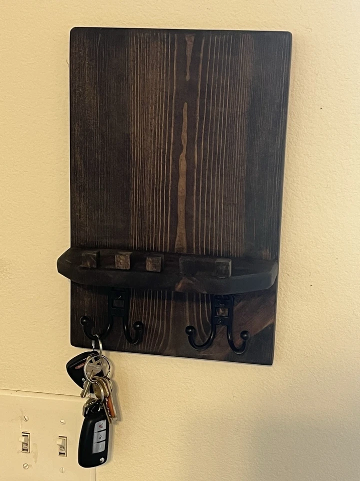 Key Holder Wall Mount, Rustic Key Hooks for Wall with Shelf for Organizer, En... - Image 2 of 4