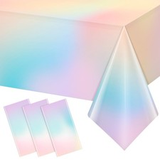 3Pcs Pastel Tablecloths,Plastic Rainbow Tablecloth Disposable Rectangle Paste...