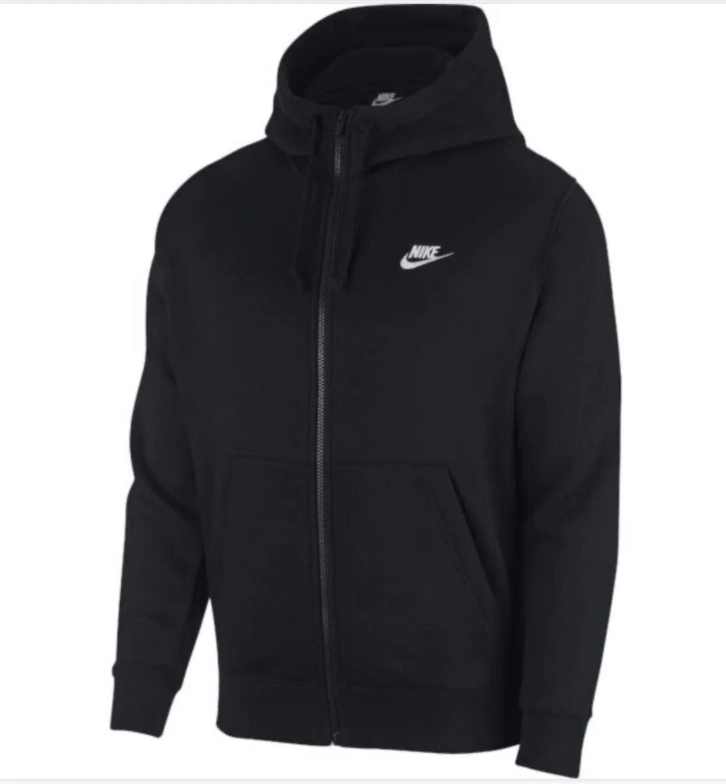 Nike Men’s Black/White Full-Zip Fleece Hoodie –BV2645-010 Size XL