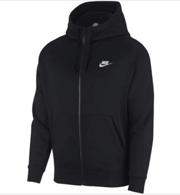 Nike Men s Black/White Full-Zip Fleece Hoodie  BV2645-010  Size XL