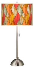 Flame Mosaic Giclee Brushed Nickel Table Lamp