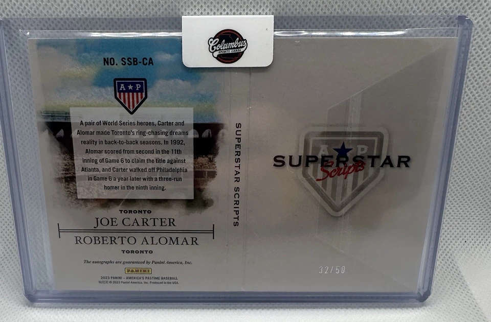 2023 Panini Booklet Roberto Alomar Joe Carter Numbered 32/50 Auto - Image 2 of 3