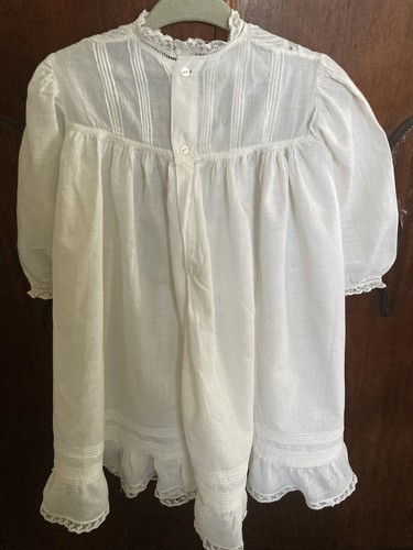 Vintage White Linen Christening Style Baby Toddler Dress - Picture 6 of 9