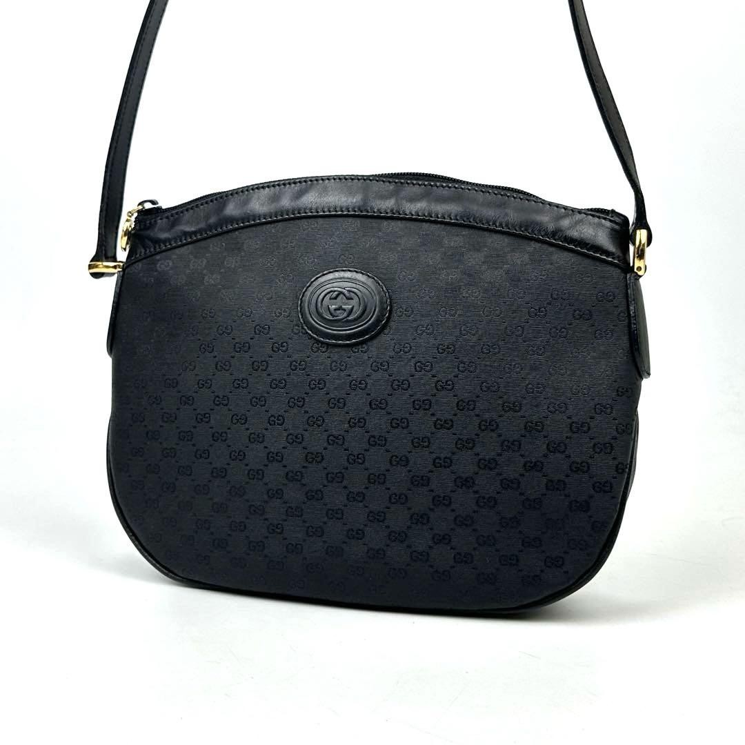 GUCCI Vintage GG Supreme Mini Crossbody Bag Black PVC Leather Shoulder Bag Pre-Owned
