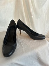 Tory Burch Black Leather Heel Pumps Gold Tip Women’s 8.5M