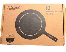 Cooklife 10" Smooth Cast Iron Skillet CNC Machined & Polished NEW OPEN BOX