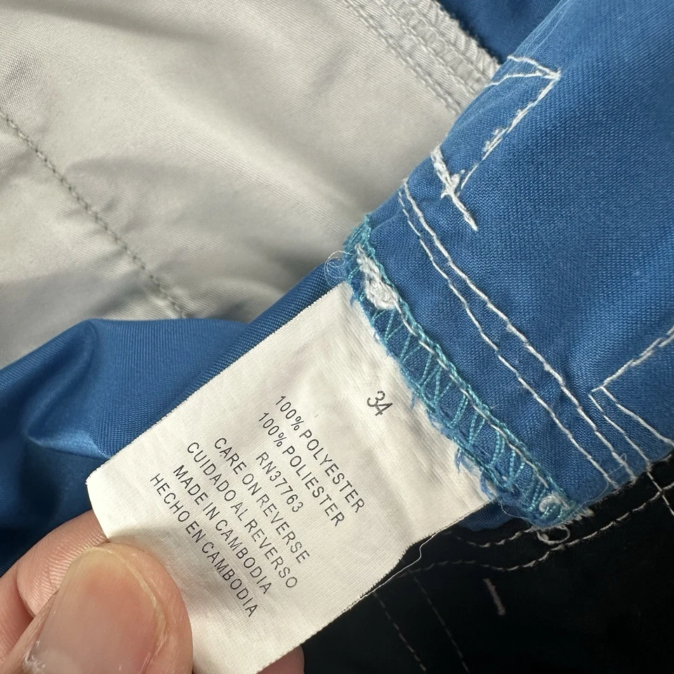 Bañador Gotcha Board Shorts Hombres 34 Azul Blanco Bloque de Color Bordado Y2K De Colección Foto 2 de 4