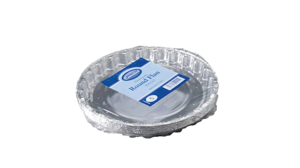 Essential Housewares FDLGLF Pack of 4 Round 21.5cm Foil Flan Cases