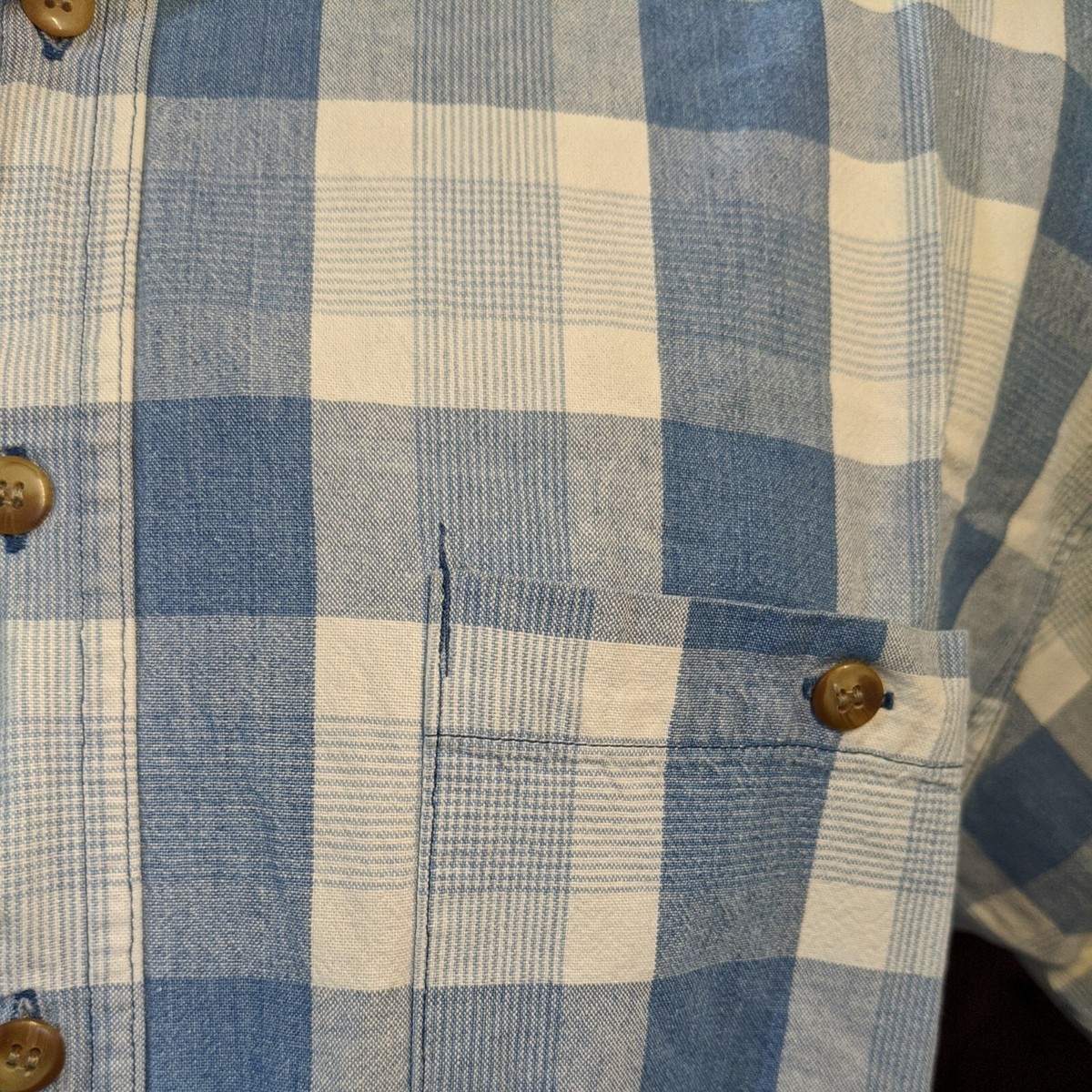 Vintage Indigo Plaid Short Sleeve Casual Shirt Apparel Workshop