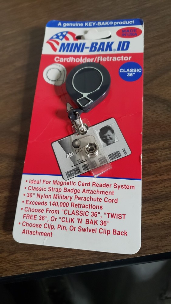 KEY-BAK Mini-Bak Retractable ID Badge Holder with Swivel Alligator Clip in Gray