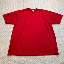Jerzees 50/50 Heavyweight Shirt Adult 2XL Red Solid Basic Adult Pocket Tee Top