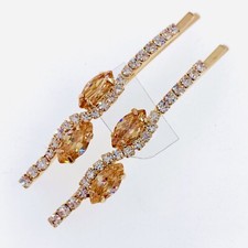 Simple Bobby Pin Hair Clip use Swarovski Crystal Hairpin Wedding Bridal Brown 2