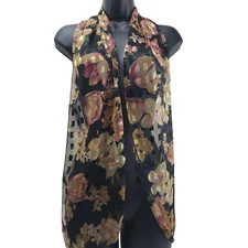 Cejon Women's Scarf Gold Black Floral 10/60"