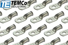 50 Lot 6 AWG 1/4" Hole Ring Terminal Lug Tin Plated Copper Uninsulated Gauge