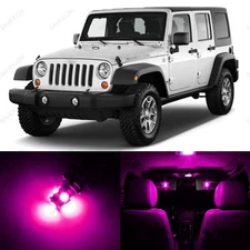 8 x Pink LED Interior Light Package For 2007 - 2018 Jeep Wrangler + PRY TOOL