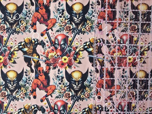 100% Cotton Woven Fabric Deadpool Wolverine Movie by the 1/4 Yard 9x56 Floral - Picture 2 of 2