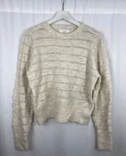 Elodie Women's Knit Yarn Crew Neck Sweater Pullover Ivory Medium NWT N0307 READ