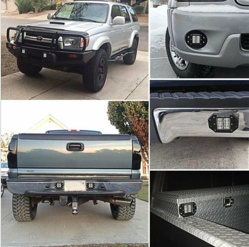 4X 5inch Flush Mount Quad Row LED Work Light Offroad Pods Spot Flood Fog Bumper - Picture 12 of 12