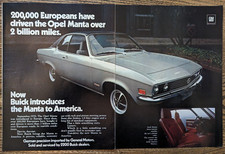 1972 Buick Opel Manta Silver Coupe Economy Car 1.9 Liter Photo Vintage Print Ad