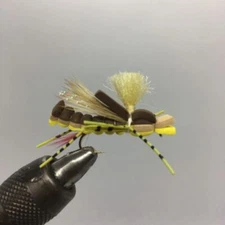 Sandwich Hopper Yellow, 12 Pack Terrestrial Flies, Strike Fly Company