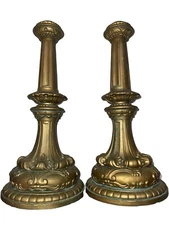 Candlesticks Vtg Mid Century Ornate Gold Patina Baroque Table Decor Large