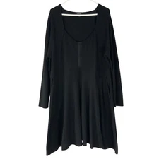 Torrid Black Striped Long Sleeve Square Neck Fit-Flare Shirt Dress Size 3