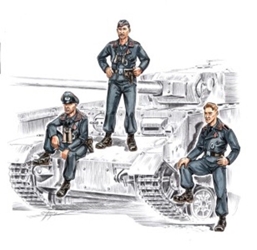 Cmk Deutsche Panzerfahrer German Tankers Wwii 3 Figuren 1:72 Bausatz F72142-image