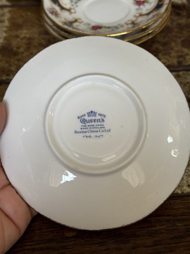 Set Of 6 Queen's Bone China Cups & Saucers Rosina China Co, Made In England. VTG - Picture 15 of 21