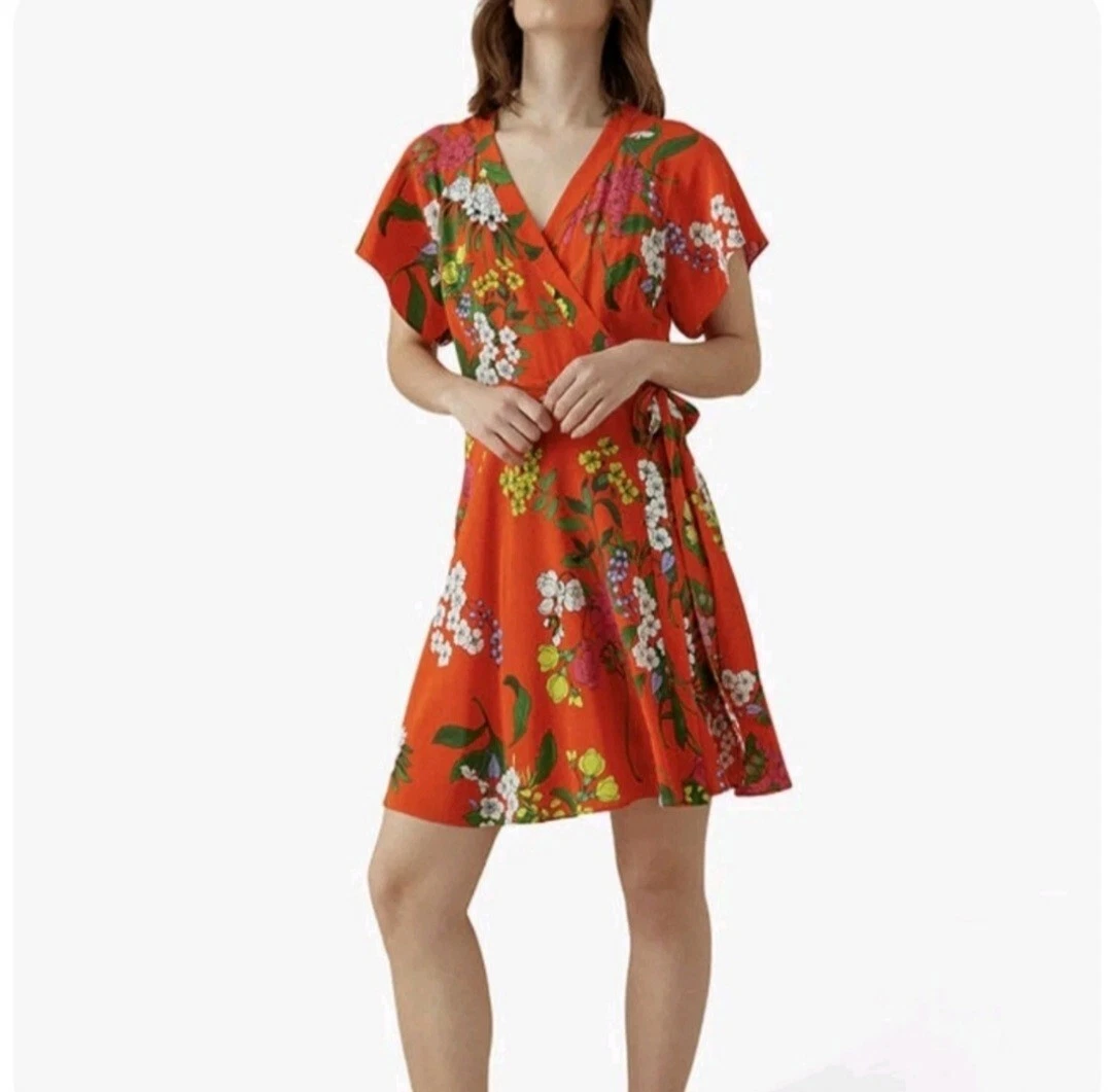 Karen millen orange floral clearance dress