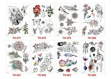 8 X Woman Flower Temporary Tattoo Waterproof Tattoo Body Arm Stickers US
