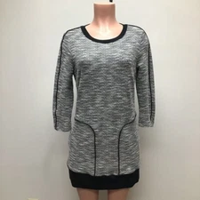 Michael Stars Womens Sweater Dress Black Heathered Stretch Long Sleeve L New