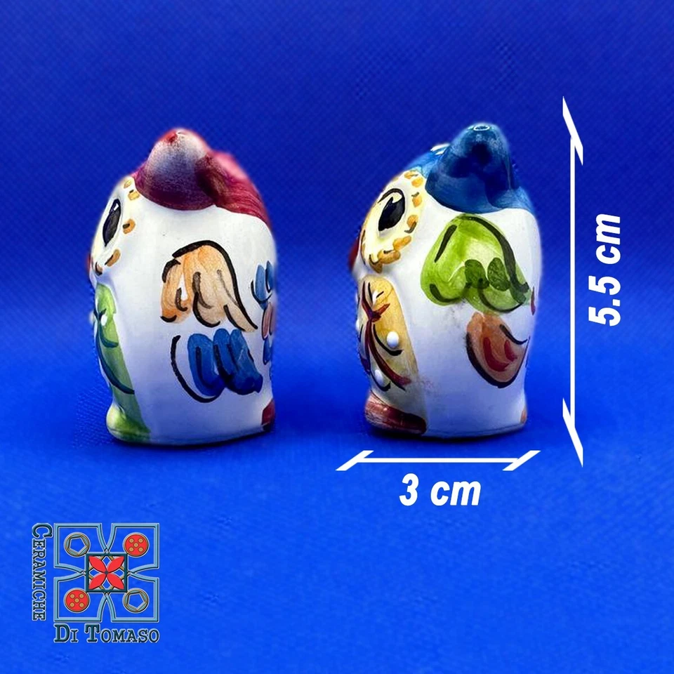 Set di 2 Gufi in Ceramica, decorati a mano, Gufo portafortuna, Gizmo e Willow - Immagine 2 di 4