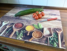 Herdabdeckplatte Glas 2er SET für Ceranfeld Schneidebrett "Motiv Gewürz"   28012