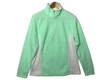 Tek Gear Womens L White Green Zip Pullover With Pockets