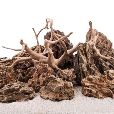 AquaOne Aquarium Natursteine Wurzel 15kg Steine Drachensteine Moorkienwurzel L