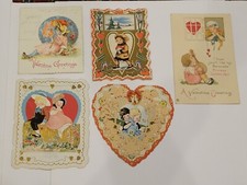 Ant/Vtg Die Cut Valentine Card Romantic Lithograph Set of 5 Some By Carrington