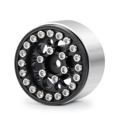 Que-T RC Beadlock Wheel Rims - 4pcs Bright Silver Hubs For 1/24 Axial SCX24 Crawler Upgrades - View #6